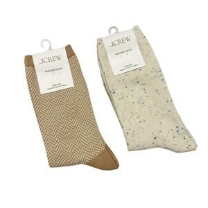 J Crew Women’s Trouser Socks 2-Pack – Beige Herringbone & Cream Confetti – NWT